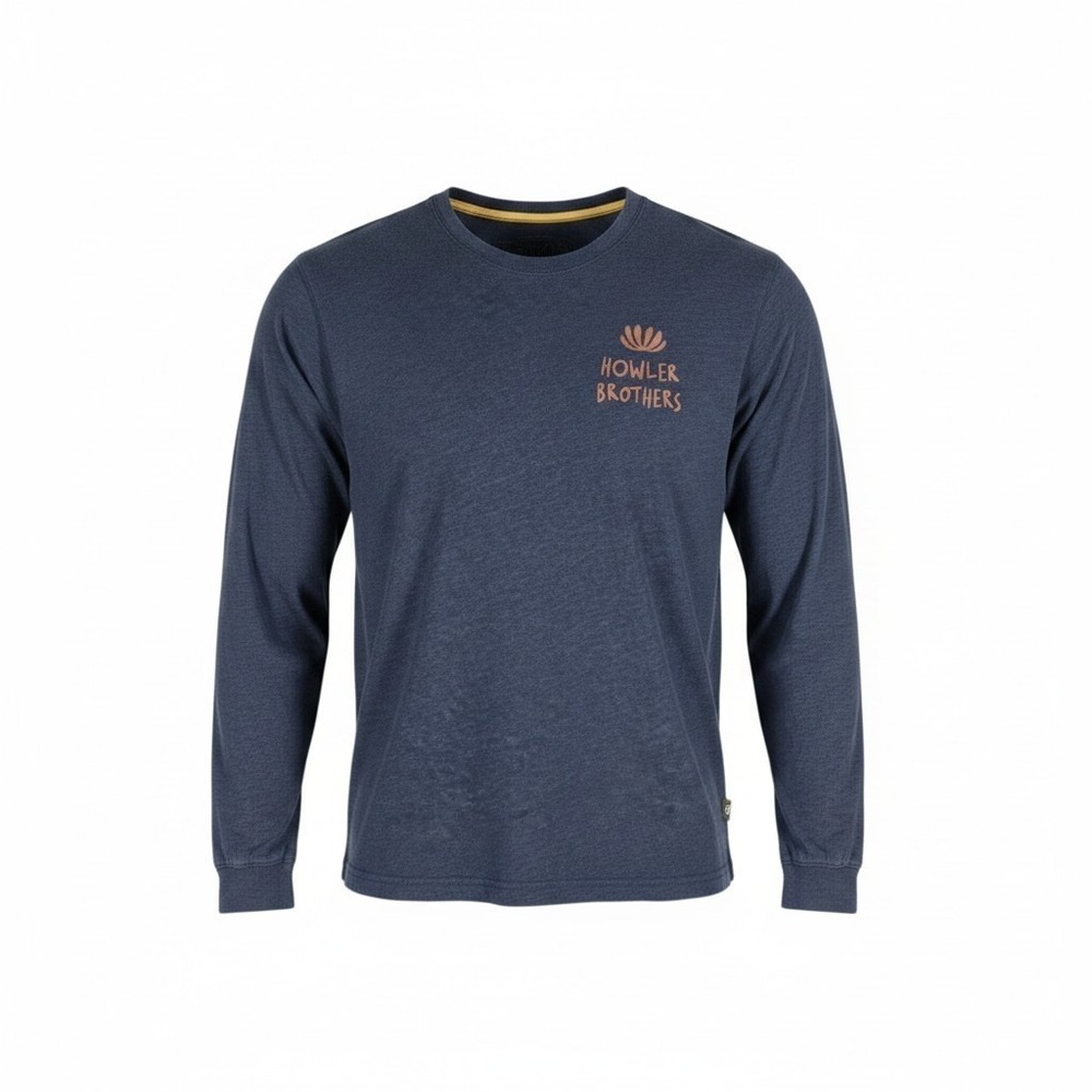 Howler Brothers Long Sleeve Graphic T Shirt Mens L Blue Heather Cotton Blend Tee